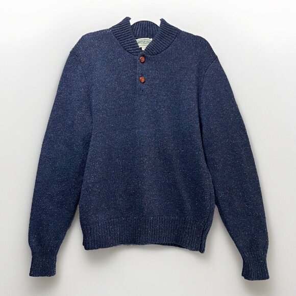 Vintage 90s Sweater Mens Medium Grandpa Wool Blue Flecked Loose American Eagle - Picture 1 of 7